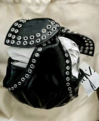 ZARA WOMAN NEW STUDDED MINI BLACK BUCKET BAG & DUST BAG 6290/410 BLOGGERS FAV - Image 1 of 4