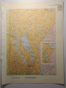 Vintage MANITOBA Atlas Map Print 1964 Encyclopedia Britannica World Atlas Page - Picture 1 of 7