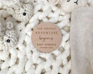 Personalised Pregnancy Announcement Sign | Wooden Due Date Plaque l Baby Due Dis - Picture 1 of 8