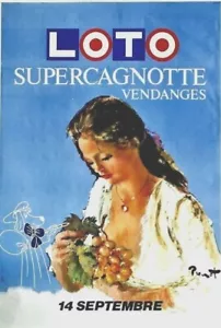 Original vintage poster LOTO FRENCH LOTTERY VINTAGE GIRL Brenot - Picture 1 of 1