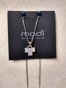 925 Silber Halskette - Kreuz mit Zirkonia Pavé Marke Madi - Bild 1 von 1