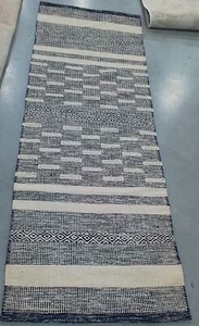 NAVY / IVORY 2'-3" x 7'-0" Back Stain Rug, Reduced Price 1172763295 STK515N-27 - Picture 1 of 4