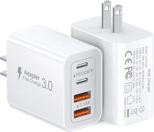 40W USB C Charger Cube, 2-Pack Wall Plug Fast Charging Block, 4-Port PD+QC Power - Photo 1 sur 11