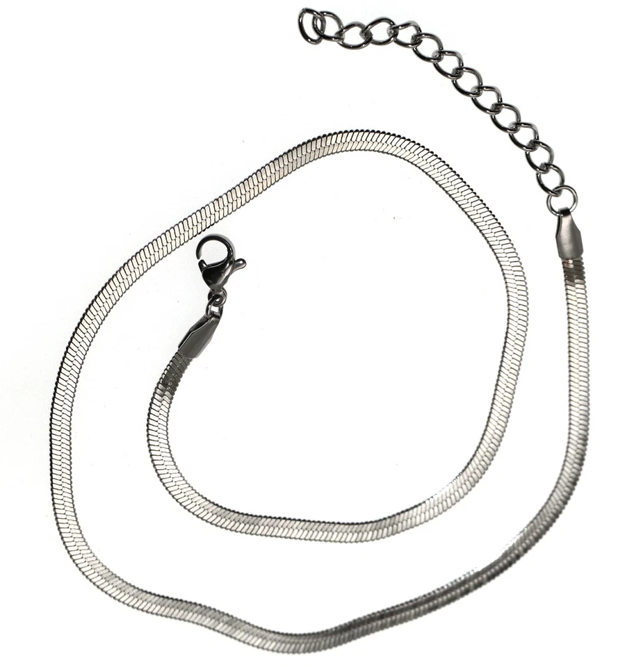 collana choker snake collare acciaio inox colore argento misura 35+5 cm donna - Immagine 1 di 3