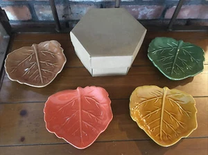 Crate & Barrel  Leaf Shaped  Appetizer Plates  4 Different Colors In Box - Picture 1 of 8