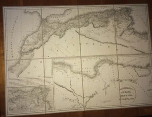 MAURITANIE, AFRIQUE, CYRENAÏQUE ANCIENNE. CARTE PLIÉE ET TOILÉE DE 1830. - Picture 1 of 5