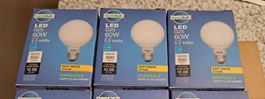 Dimmable 60w Equiv. G25 Globe Warm White LED Bulb 5.5w Use 500 Lumens Pack of 3 - Picture 1 of 7