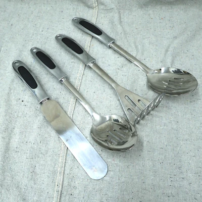 INOX Slotted Spoons, Potato Masher, Icing Spatula Lot 18/8 Stainless Steel - Image 1 of 4