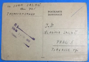 Holocausto 1943 correo a granel sin franqueo Theresienstadt a Praga certificado y firmado MAX MAHR - Imagen 1 de 6
