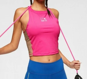 NIKE PRO SURF TRAINING GYM DRI FIT TANK CROP TOP - PINK AR6764-686 WOMEN L - Picture 1 of 9