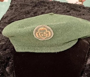 Vintage Girl Scouts Of America Green Kangol Wool Beret Rare - Picture 1 of 6