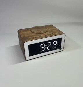 Digital Alarm Clock Wireless Charger Night Light Bluetooth Speaker White Noise - Picture 1 of 24