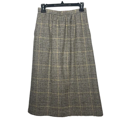 Vintage 80s Evan Picone Lord & Taylor Wool Skirt 8 Black White Houndstooth Plaid - Image 1 of 4
