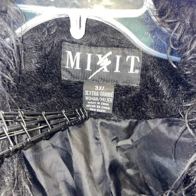 Abrigo Penny Lane Vintage Y2K MIXIT Negro Terciopelo Y Piel Sintética Para Mujer TALLA 3X Foto 1 de 4