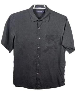 Camisa de manga corta Daniel Cremieux negra para hombre 70 % seda y 30 % abotonada Foto 1 de 4