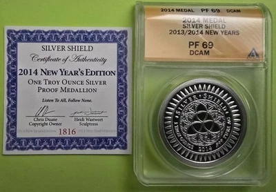 2013/2014 Silver 1 oz NEW YEARS DOUBLE REVERSE Special Edition Proof - SSG - Image 1 of 3