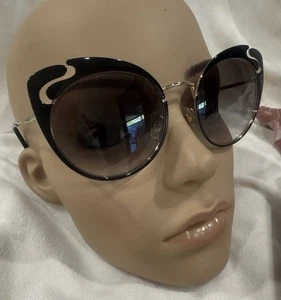 AUTHENTIC MIU MIU Sunglasses SMu 57t Gold Mu57ts 54m Cat Eye Black Irregular - Picture 1 of 15