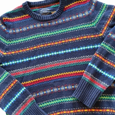 American Eagle Size Medium Mens Sweater Blue Stripe Athletic Fit Pullover - Image 1 of 4