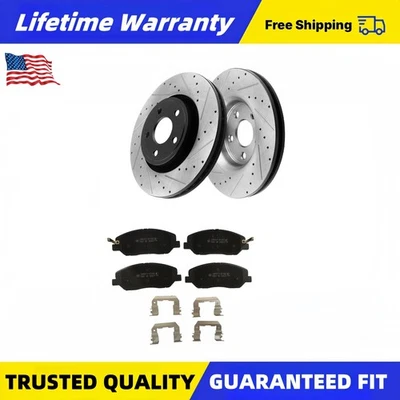 298mm Front Drilled Brake Rotors Ceramic Pads for 2007 08 2009 Hyundai Santa Fe Foto 1 de 4