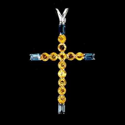 Colgante de plata de ley 925 octágono topacio azul Londres piedras preciosas citrino joyería Foto 1 de 4