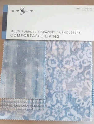 RARE Discontinued Fabric Sample Book Swatches SB Stout Breeze/Indigo - Image 1 of 4