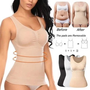 Women's Slimming Tank Tops Tummy Control Cami Shaper Built Bra Shaping Camisole - Picture 1 of 27