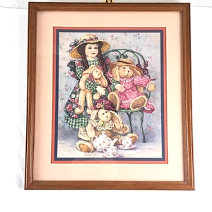 Home Interiors & Gifts Barbara Mock Print Little Girl Tea Party Framed & Matted - Picture 1 of 7