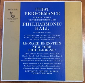 Leonard Bernstein 1st Performance Lincoln Center 1962 JUEGO DE CAJA ENVÍO GRATUITO A EE. UU. Y CDN - Imagen 1 de 3