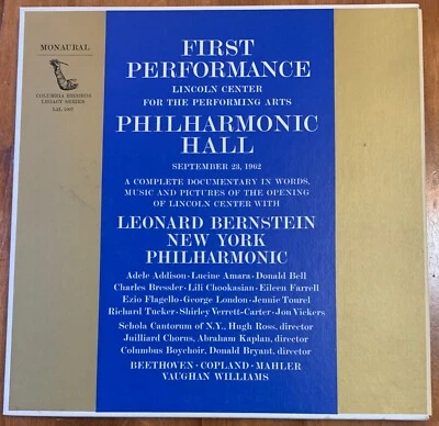 LEONARD BERNSTEIN 1st Performance Lincoln Center 1962 BOX SET FREE US & CDN SHIP - Image 1 of 3