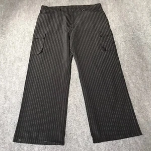Y2K Serious Pin Striped Pants 42 Wide Leg Cyber Goth Rave Mall Punk Skater Emo - Picture 1 of 17