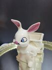 Bunny With Cart 1980'S Ceramic Hobbyist Hand Painted Rabbit Candy Dish Planter