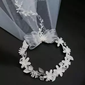 Flower Crowns for Women, Floral Crown with Wedding Veil Headpiece for Wedding Br - Picture 1 of 12
