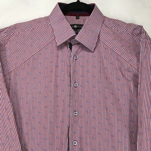 STONE ROSE Men's Shirt Size XL Black River Collection Striped Red Flip Cuff - Picture 1 of 13