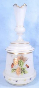 Bristol Glass Powder Jar Opaline Green Grapes Gold Enamel Victorian Antique - Picture 1 of 8