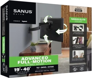 SANUS MODEL BSF316-B1 ADVANCED FULL MOTION PREMIUM WALL MOUNT 19”- 40” - Picture 1 of 4