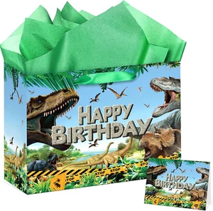 Dinosaur Birthday Gift Bag for Boys Girls Kid Dinosaur Happy Birthday Favor Bag - Picture 1 of 7