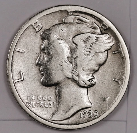 1930-s Mercury Dime.  Better Grade.  Inventory H 176298 Cover