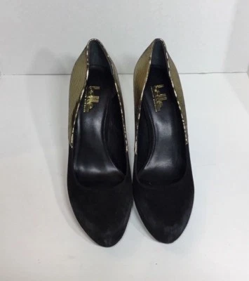Zapatos para mujer Belle Sigerson Morrison negros gamuza dorados metálicos talla 9 1/2 Foto 1 de 4