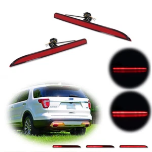 2x LED Bumper Reflectors Rear Tail Brake Signal Lights For 2016-19 Ford Explorer - Bild 1 von 12