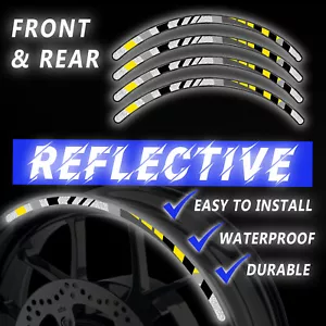 SH24 Yellow 17 INCH REFLECTIVE RIM STICKER For Suzuki SV1000 S 03 04 05 06 07 - Picture 1 of 5