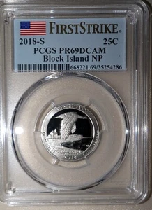 2018S ATB Block Island NP PCGS PR69DCAM First Strike Flag Label - Picture 1 of 2