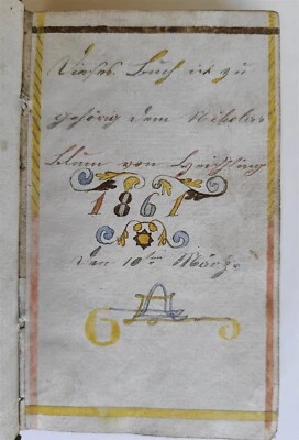 1861 GERMAN MANUSCRIPT PRAYER BOOK antique 195 pages - Image 1 of 4