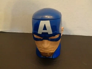 3D MARVEL CAPTAIN AMERICA FACE HEAD AVENGERS SUPER HERO PLASTIC CHILD CUP W/ LID - Picture 1 of 6
