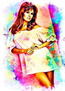 Raquel Welch Actress Model Celebrity 2/5 ACEO Fine Art Print By:Q Sexy Dress