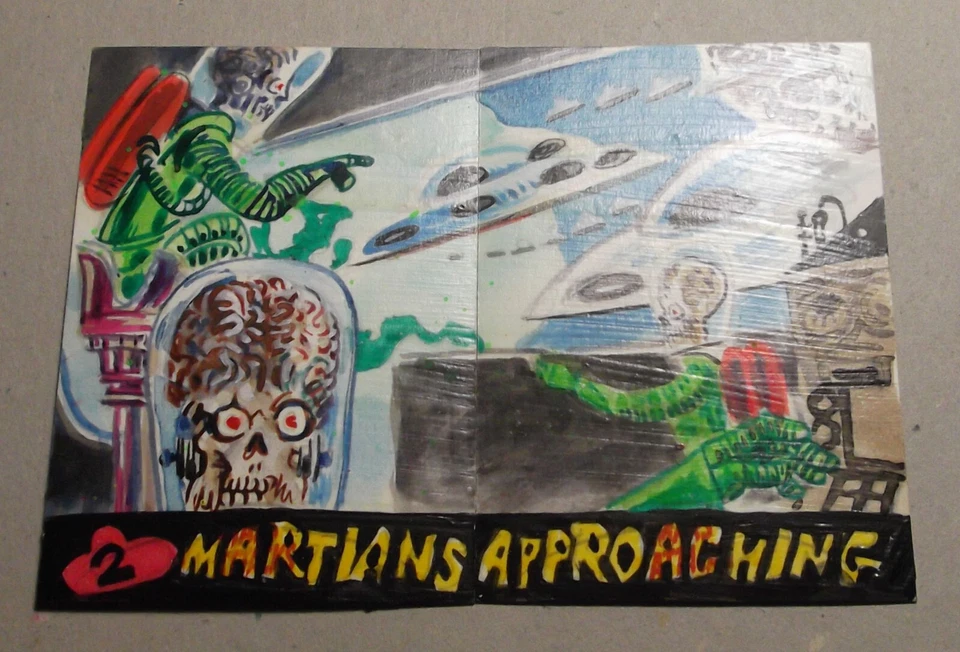 Mars Attacks Invasion 2 card puzzle Sketch Jason Atomic Martians Approaching - Image 1 of 4