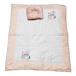 Hand Made Luxury Cotton Baby Quilted Toddler Cot Comforter With Pillow100 x115cm