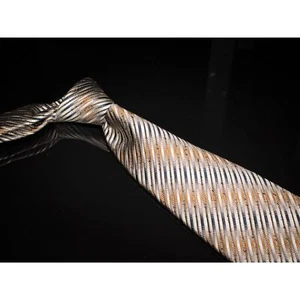 Corbata de diseñador Jhane Barnes 100 % seda marrón gris ombre rayas para hombre - Imagen 1 de 5