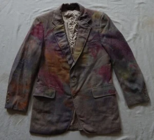 Tie Dye Gray Rainbow 2-Button Blazer Suit Coat Jacket - Medium Hand Made 42R - Picture 1 of 5