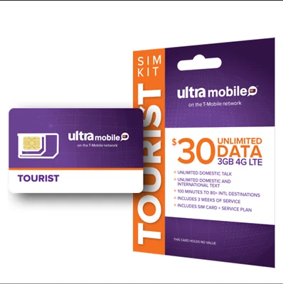 $30 Ultra Mobile Tourist | 21-Day Phone Plan + SIM Card with Talk, Text & Data - Image 1 of 2