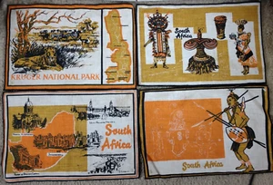Vintage 4er Set Reines Leinen Tischsets Südafrika 16,5" x 11" Krüger Park etc. - Bild 1 von 8